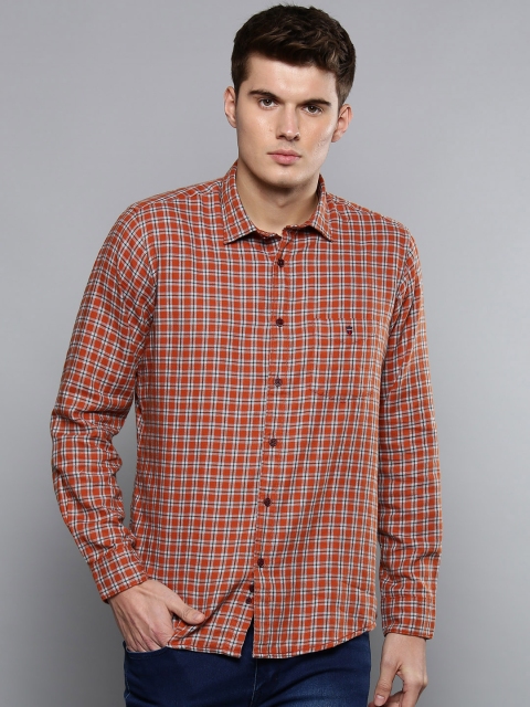 

Louis Philippe Sport Men Rust Orange & Grey Slim Fit Checked Casual Shirt