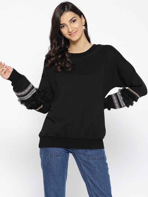 

Miss Bennett Women Black Solid Sweatshirt