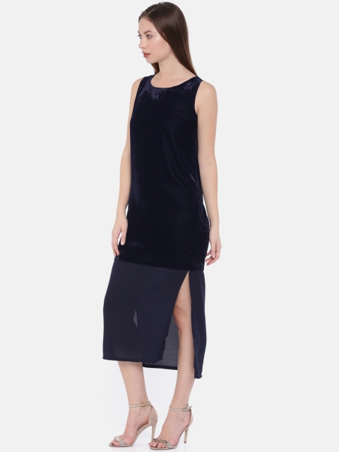 

EVAH LONDON Women Navy Blue Solid Maxi Dress