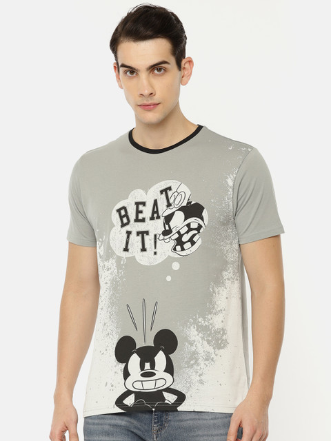 

Indigo Nation Men Grey Printed Round Neck T-shirt