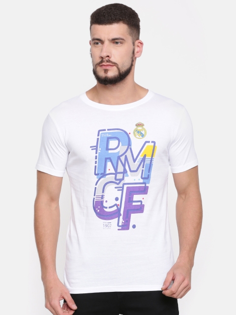 

Real Madrid Men White Printed Round Neck T-shirt