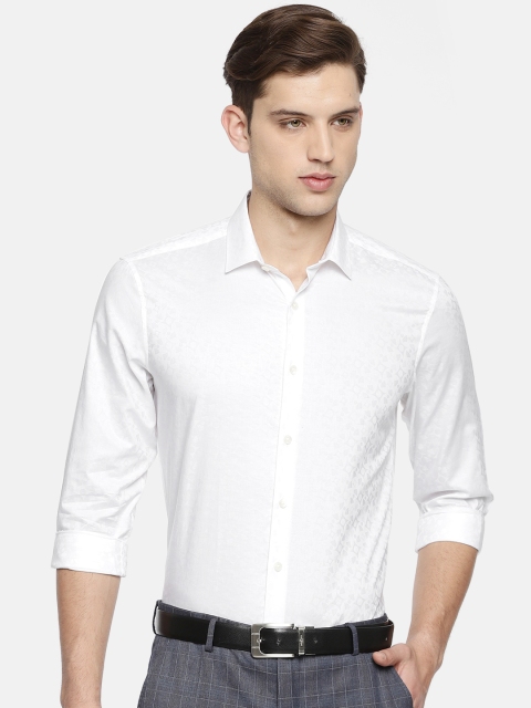 

Indigo Nation Men White Slim Fit Self Design Formal Shirt