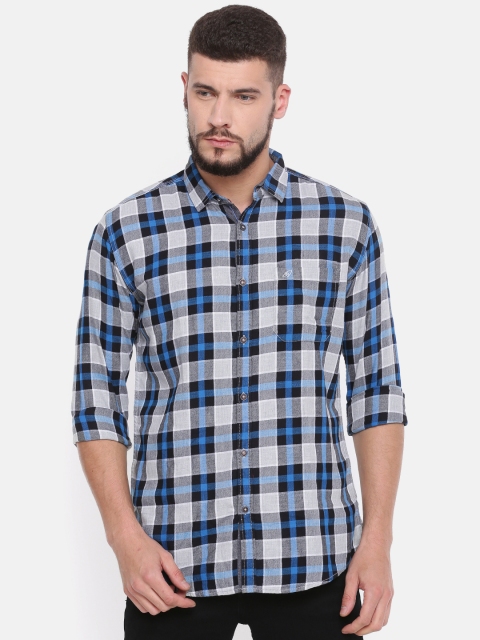 

Nature Casuals Men Blue & Grey Slim Fit Checked Casual Shirt