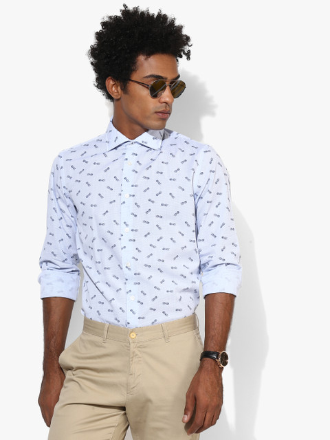

Blue Printed Regular Fit Casual Shirt