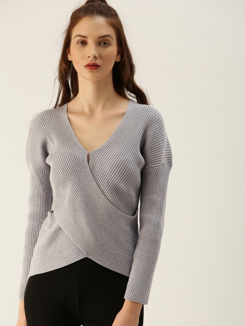 

United Colors of Benetton Women Grey Solid Pullover