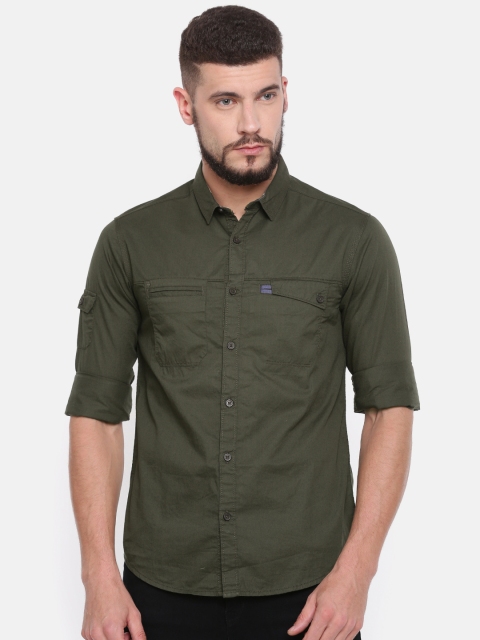

SPYKAR Men Olive Green Slim Fit Solid Casual Shirt