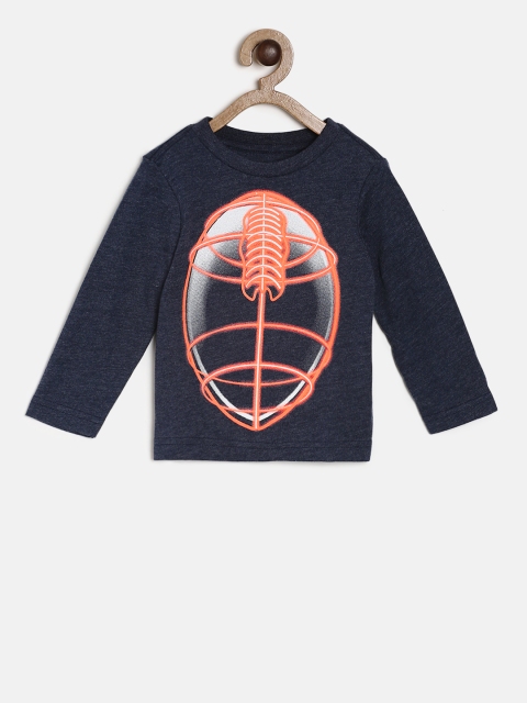 

The Childrens Place Boys Navy Blue Printed Round Neck T-shirt