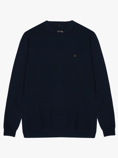 

YWC Men Navy Blue Solid Sweater