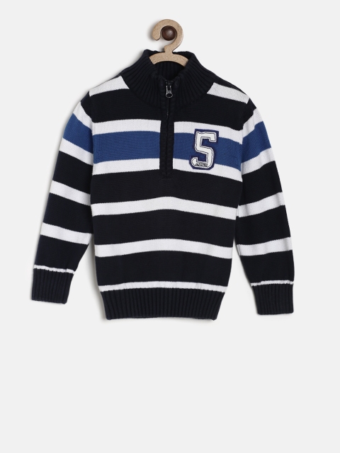 

Gini and Jony Boys Navy Blue & White Striped Pullover