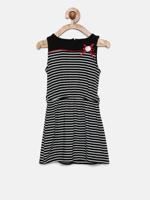 

Tiny Girl Black Striped Fit & Flare Dress