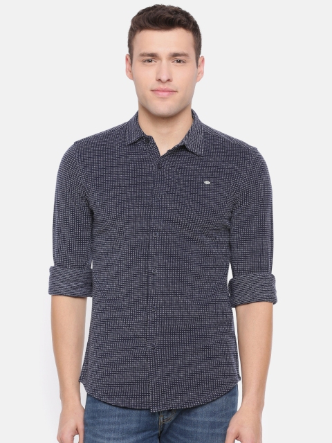 

Ed Hardy Men Navy Blue Slim Fit Self Design Casual Shirt