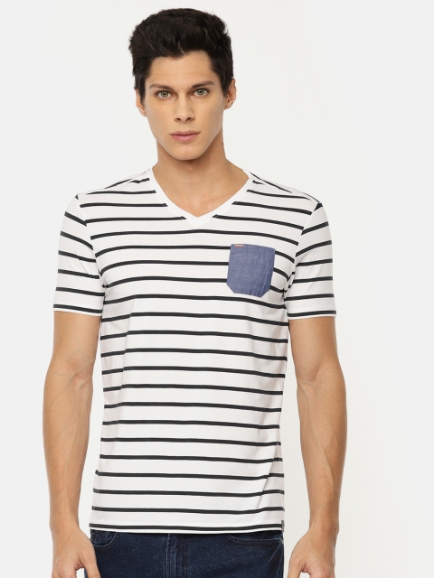 

SPYKAR Men White Printed V-Neck T-shirt