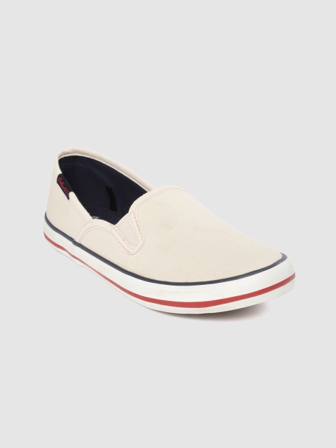 

Boltio Women Cream-Coloured Solid Slip-On Sneakers