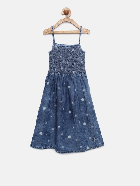 

Pepe Jeans Girls Blue Printed A-Line Denim dress