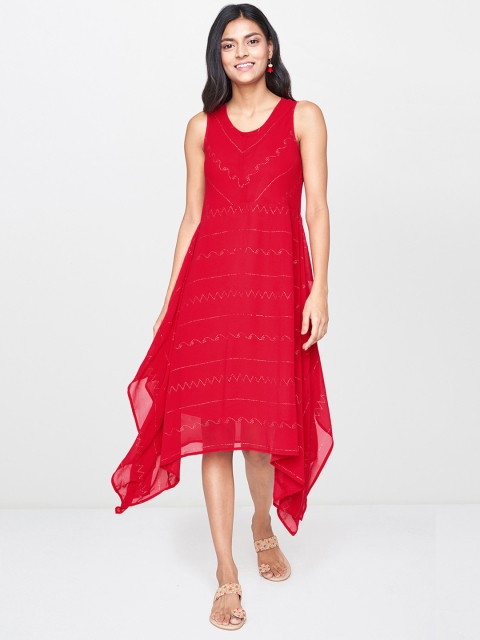 

Global Desi Women Magenta Embellished A-Line Dress