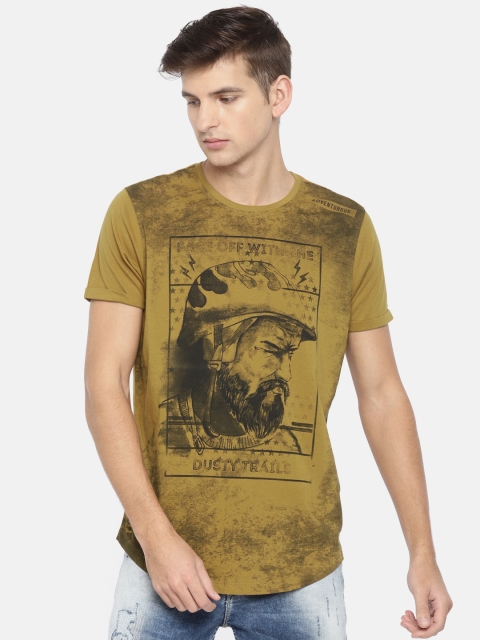 

SPYKAR Men Brown Printed Round Neck T-shirt