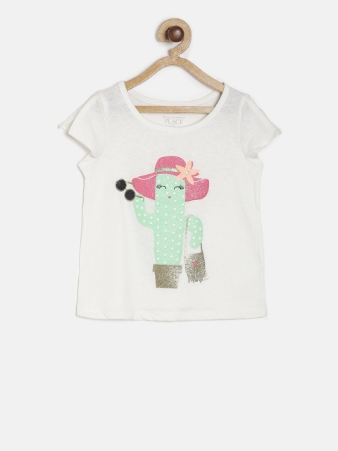 

The Childrens Place Girls White Quirky Print Top