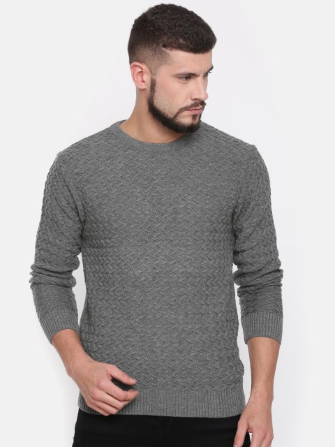 

John Miller Men Grey Self Design Pullover