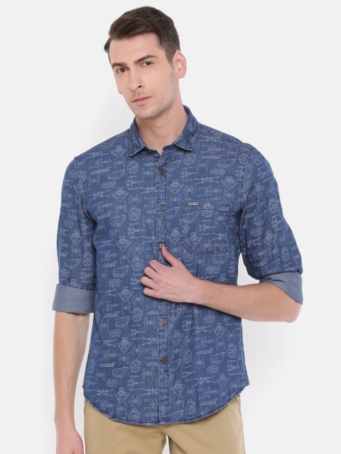 

Indigo Nation Men Blue Slim Fit Printed Casual Shirt
