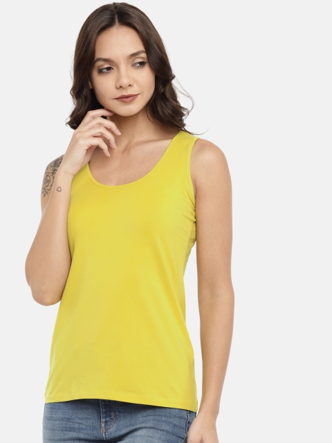 

109F Women Yellow Solid Top