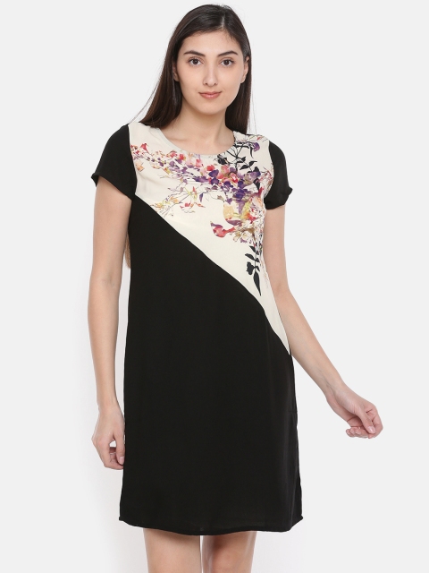 

109F Women Black Printed Sheath Dress