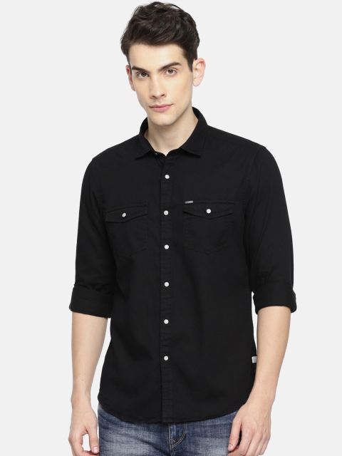 

Indigo Nation Men Black Regular Fit Solid Casual Shirt