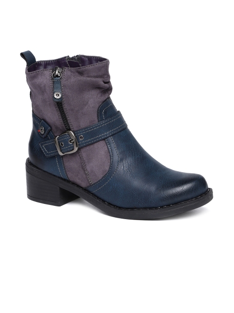 

ELLE Women Navy Blue & Purple Heeled Boots
