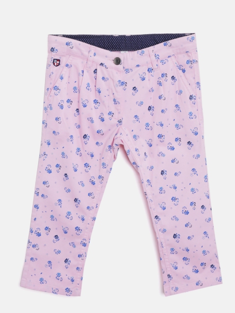 

U.S. Polo Assn. Kids Girls Pink & Blue Printed Capris