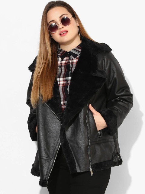 

DOROTHY PERKINS Black Solid Winter Jacket
