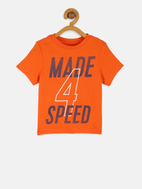 

The Childrens Place Boys Orange Solid Round Neck T-shirt