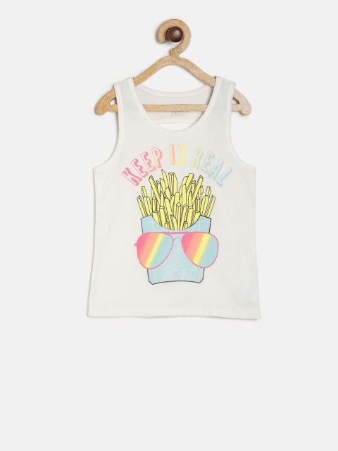 

The Childrens Place Girls White Printed Tank Top