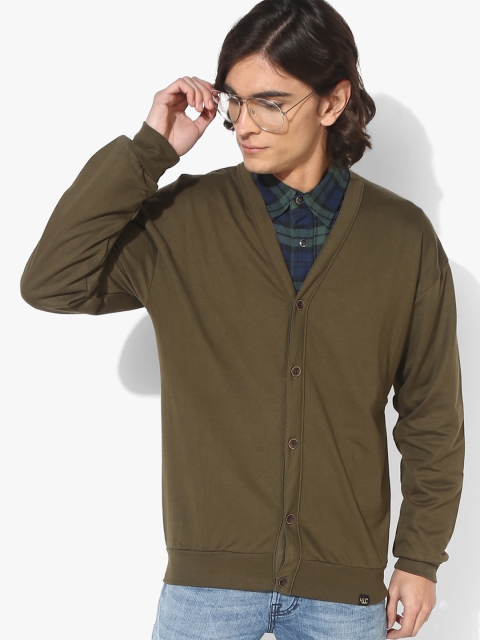 

YWC Olive Green Solid Tailored Jacket