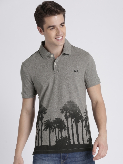 

GAP Men Grey Printed Polo Collar T-shirt