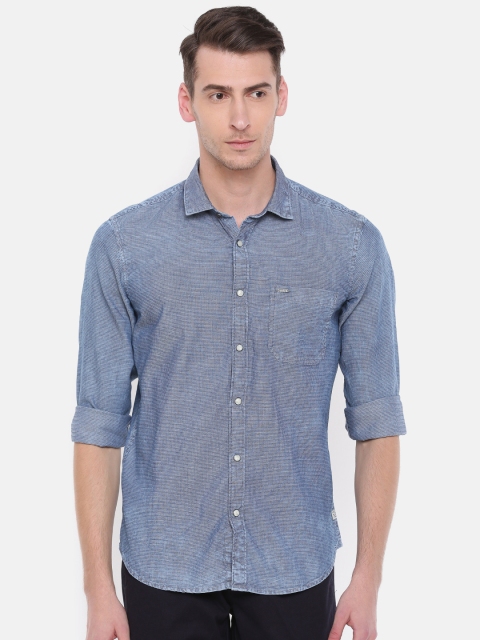 

Indigo Nation Men Blue Slim Fit Self Design Casual Shirt