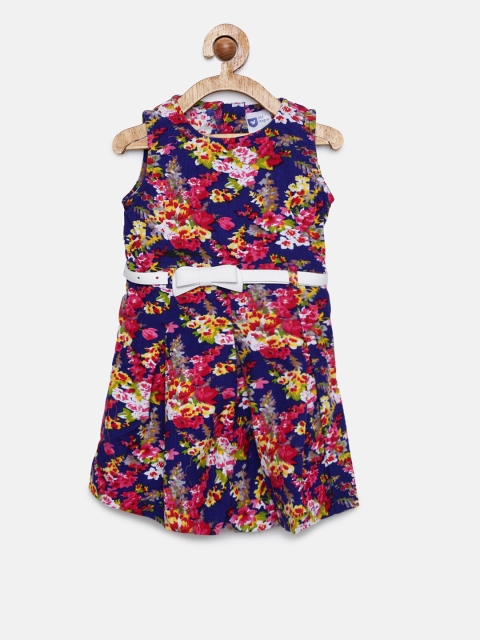 

612 league Girls Multicoloured Printed A-Line Dress, Multi