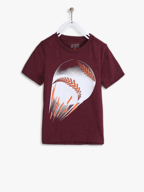 

The Childrens Place Boys Maroon Printed Round Neck T-shirt