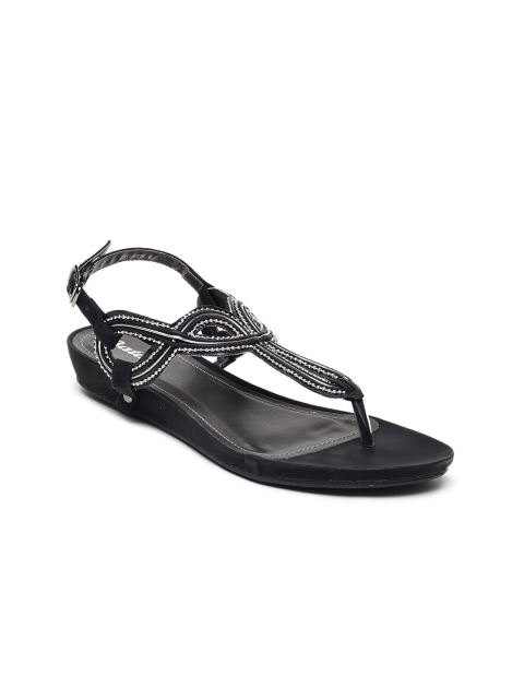 

Bata Women Black Solid Synthetic Open-Toe Flats