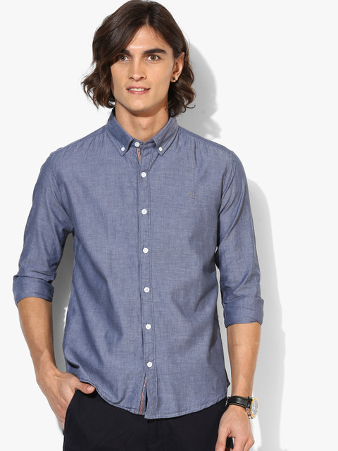 

YWC Men Grey & Grey Regular Fit Solid Casual Shirt