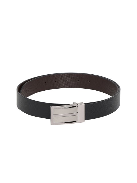 

CRUSSET Men Black & Brown Textured Reversible Leather Belt