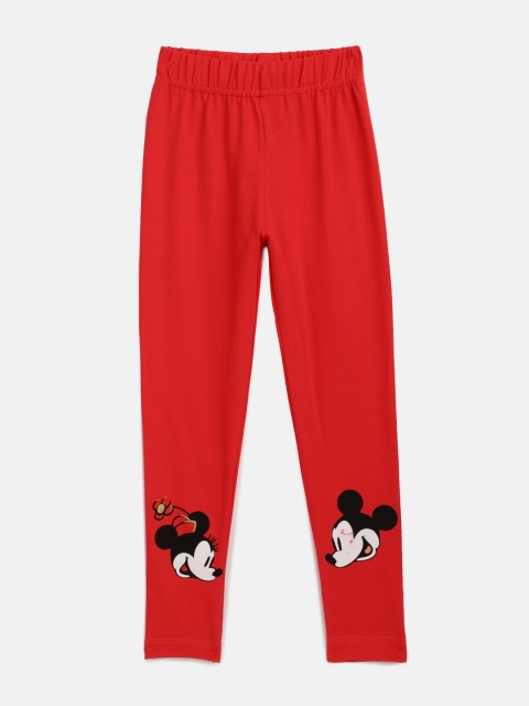 

YK Disney Girls Red Printed Ankle-Length Leggings