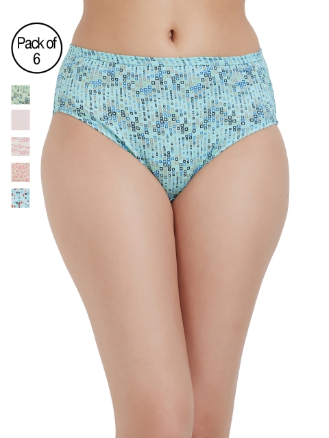 

Fruit of the loom Women Pack of 6 Multicoloured Printed Hipster Briefs FHPP01P-C4, Multi