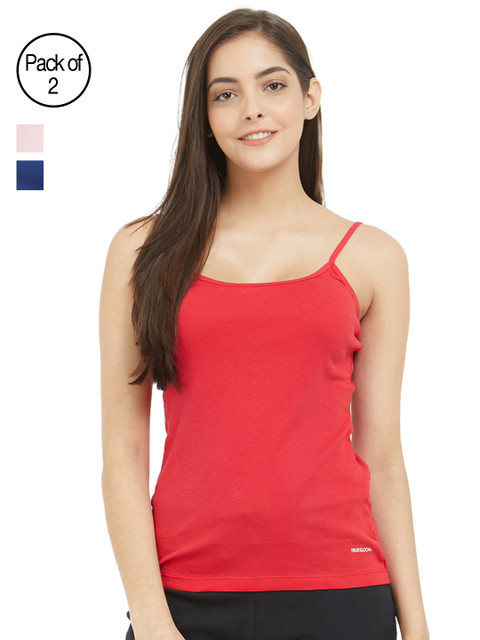 

Fruit of the Loom Women Pack of 3 Blue, Red & Pink Camisoles FCAS01