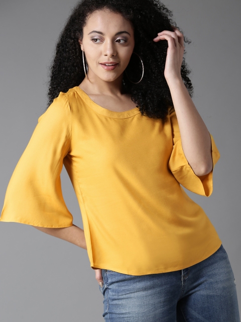 

HERE&NOW Women Mustard Yellow Solid Top