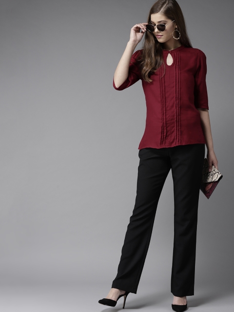 

HERE&NOW Women Maroon Solid Top