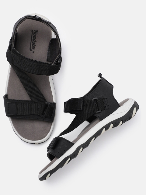 

Roadster Men Black Solid Sports Sandals