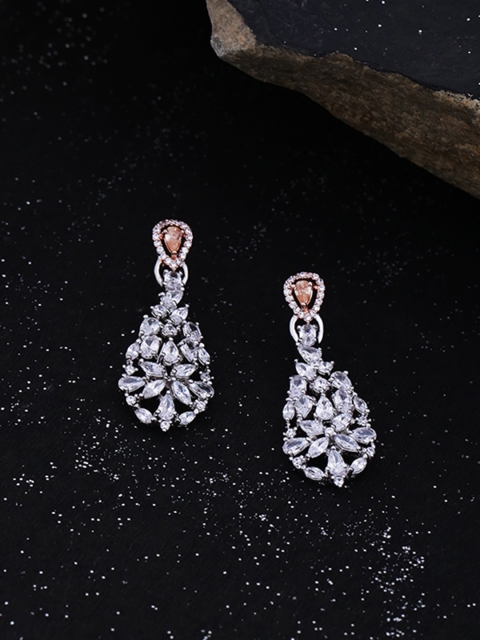 

Studio Voylla Silver-Plated Teardrop Shaped Handcrafted Drop Earrings