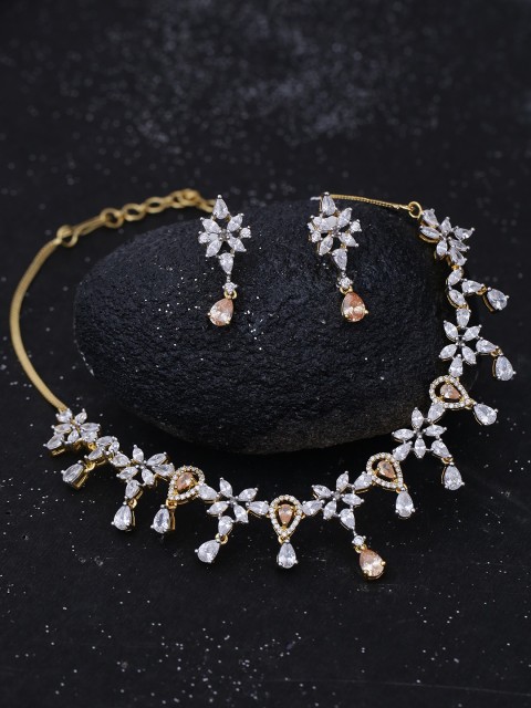 

Studio Voylla Women Gold-Plated Handcrafted Stone-Studded Jewellery Set
