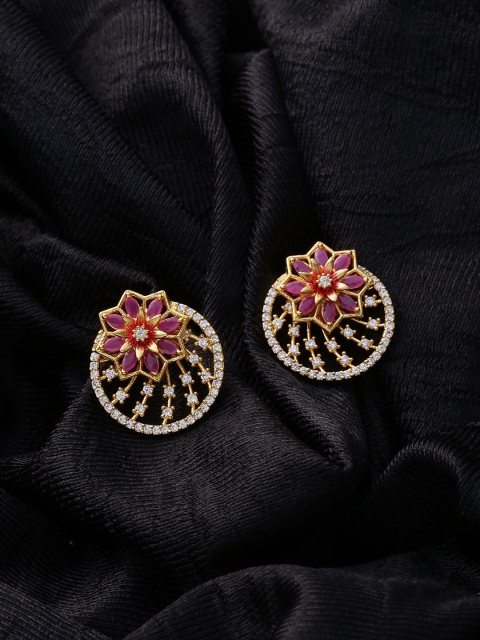 

Studio Voylla Gold-Plated & Red Handcrafted Floral Studs