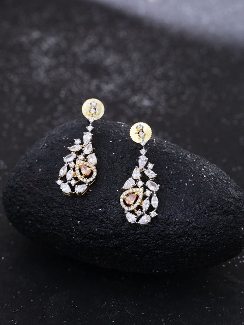 

Studio Voylla Gold-Toned Teardrop Shaped Drop Earrings