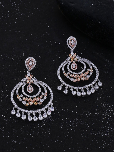 

Studio Voylla Silver-Toned Contemporary Drop Earrings